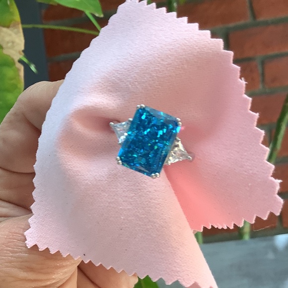 Blue Fancy Cut, Created Sapphire Bling Ring